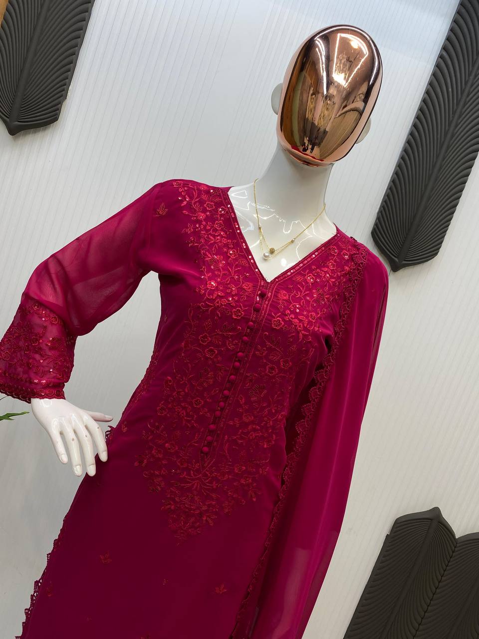 The Ruby Wine Flowing Couture Set